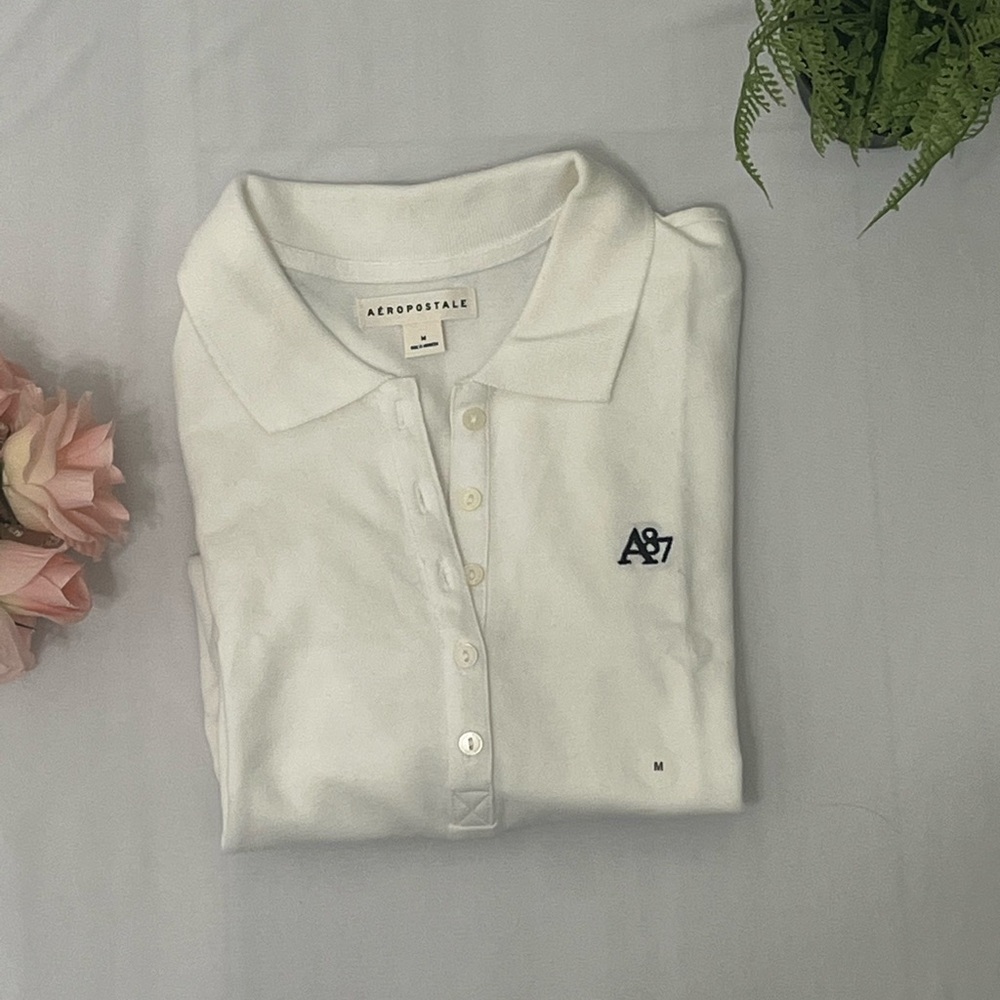 Aeropostale Classic White Polo with A87 Logo